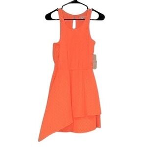 GB Neon Orange Dress Sleeveless Asymmetric Hem Party Cocktail Size S